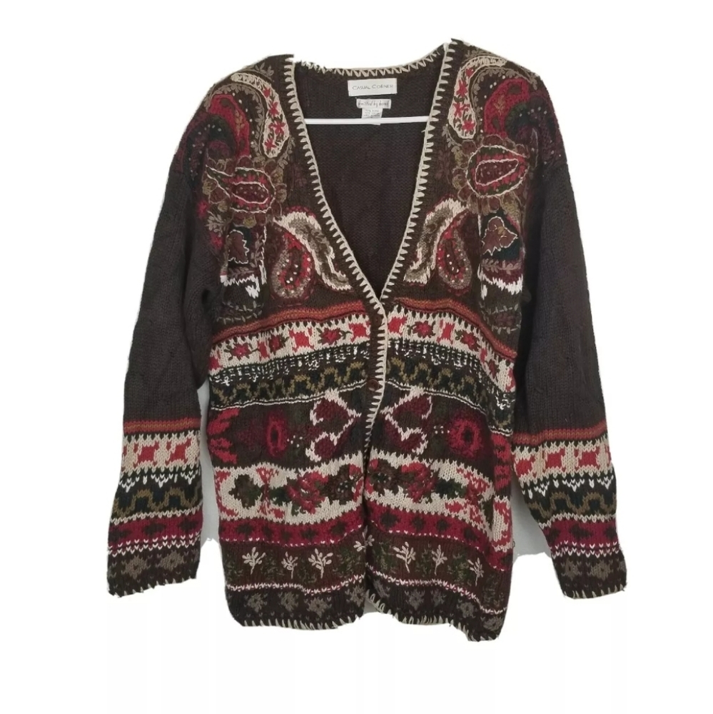 Vintage Casual Corner Embroidered Cardigan Sweater